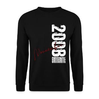 18. Geburtstag Geschenk November Original 2008 - Unisex Pullover - Schwarz - Vorne - Alina (178cm) & Michal (187cm)