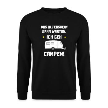 das altersheim kann warten wohnwagen - Unisex Pullover - Schwarz - Vorne - Alina (178cm) & Michal (187cm)