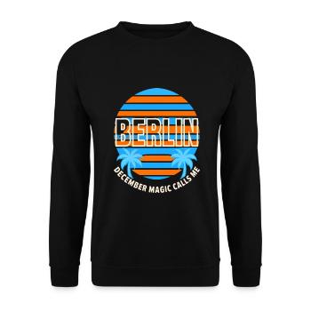 Berlin December Magic Calls Me Berlin Weihnachten - Unisex Pullover - Schwarz - Vorne - Alina (178cm) & Michal (187cm)