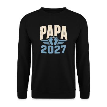 Papa 2027 Vorfreude Auf Das Erste Baby - Unisex Pullover - Schwarz - Vorne - Alina (178cm) & Michal (187cm)