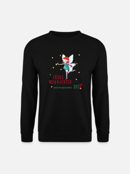 Weihnachtsfee mit Santa-Hut und Sternen - Unisex Pullover - Schwarz