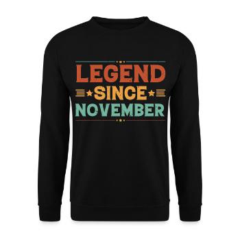 Legend Since November Geburtstagsgeschenk - Unisex Pullover - Schwarz - Vorne - Alina (178cm) & Michal (187cm)