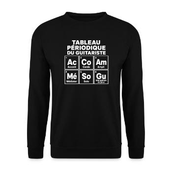 Periodensystem des leidenschaftlichen Musi-Gitarristen - Unisex Pullover - Schwarz - Vorne - Alina (178cm) & Michal (187cm)