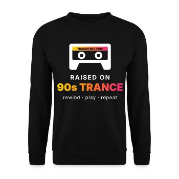 Raised On 90s Trance - Retro Tape - Unisex Pullover - Schwarz - Vorne - Alina (178cm) & Michal (187cm)