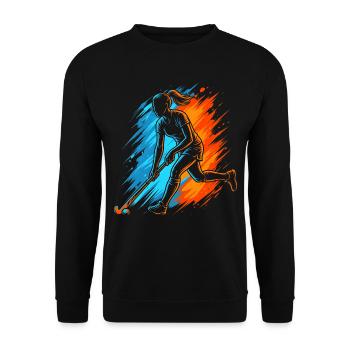 Hockey Floorball Damen Kinder Feldhockey Mädchen - Unisex Pullover - Schwarz - Vorne - Alina (178cm) & Michal (187cm)
