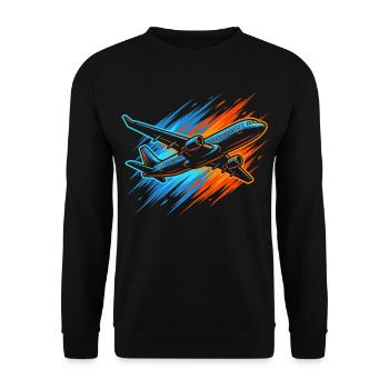 Flugzeug Modellflugzeug Herren Kinder Jungen Pilot - Unisex Pullover - Schwarz - Vorne - Alina (178cm) & Michal (187cm)