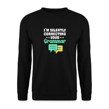 Grammatik - Unisex Pullover - Schwarz - Vorne - Alina (178cm) & Michal (187cm)