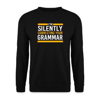 Grammatik - Unisex Pullover - Schwarz - Vorne - Alina (178cm) & Michal (187cm)