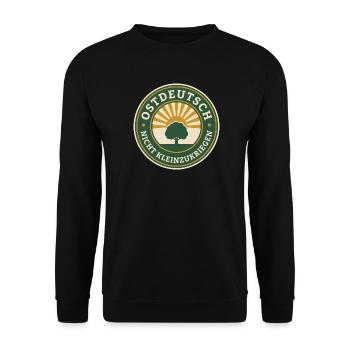 Ostdeutsch und nicht kleinzukriegen Abzeichen - Unisex Pullover - Schwarz - Vorne - Alina (178cm) & Michal (187cm)