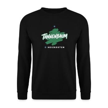 Tannenbaum Heizkosten Weihnachtsshirt Satire - Unisex Pullover - Schwarz - Vorne - Alina (178cm) & Michal (187cm)