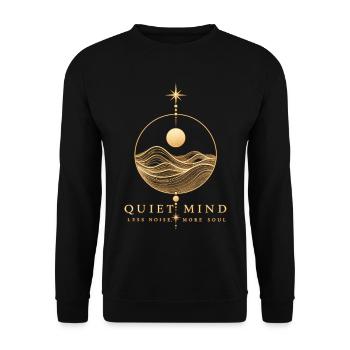Quiet Mind Ornament Wave Gold - Unisex Pullover - Schwarz - Vorne - Alina (178cm) & Michal (187cm)
