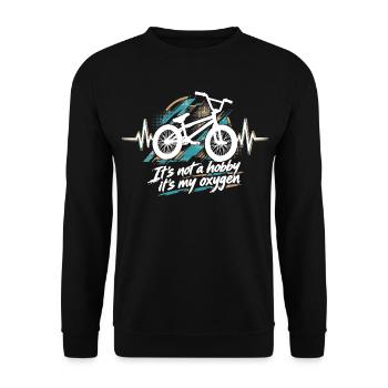 BMX Herzschlag EKG: It's Not a Hobby, It's Oxygen - Unisex Pullover - Schwarz - Vorne - Alina (178cm) & Michal (187cm)