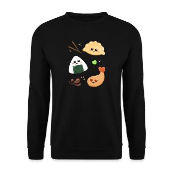 Asia Snacks für Essensliebhaber und Japan Fans - Unisex Pullover - Schwarz - Vorne - Alina (178cm) & Michal (187cm)