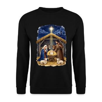 Krippenstern der Heiligen Nacht Weihnachten Jesus - Unisex Pullover - Schwarz - Vorne - Alina (178cm) & Michal (187cm)