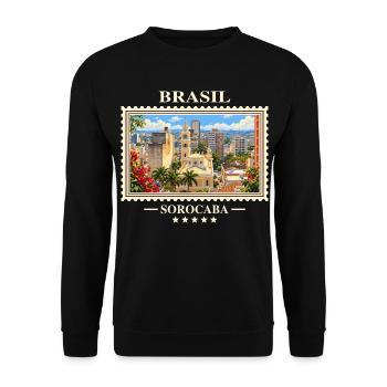 Brasilien Sorocaba Vintage Reisemarke - Unisex Pullover - Schwarz - Vorne - Alina (178cm) & Michal (187cm)