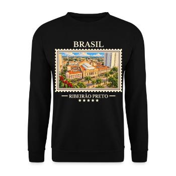 Brasilien Ribeirão Preto Vintage Reisemarke - Unisex Pullover - Schwarz - Vorne - Alina (178cm) & Michal (187cm)