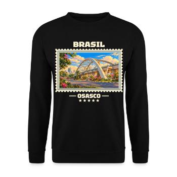 Brasilien Osasco Vintage Reisemarke - Unisex Pullover - Schwarz - Vorne - Alina (178cm) & Michal (187cm)