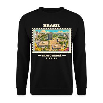 Brasilien Santo André Vintage Reisemarke - Unisex Pullover - Schwarz - Vorne - Alina (178cm) & Michal (187cm)