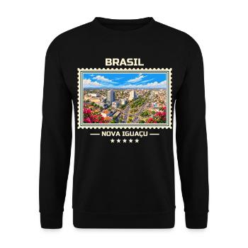 Brasilien Nova Iguaçu Vintage Reisemarke - Unisex Pullover - Schwarz - Vorne - Alina (178cm) & Michal (187cm)