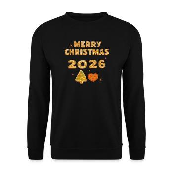 Fröhliche Weihnachten 2026  - Unisex Pullover - Schwarz - Vorne - Alina (178cm) & Michal (187cm)