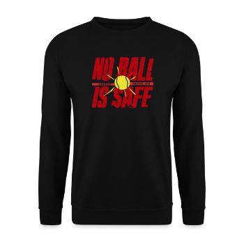 Tennis Shirt, No Ball Is Safe, Smash Mode on - Unisex Pullover - Schwarz - Vorne - Alina (178cm) & Michal (187cm)