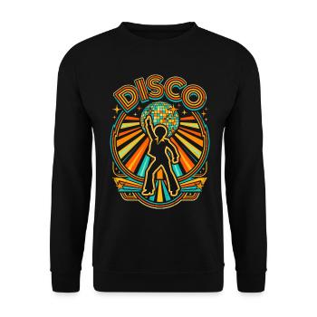 Disco 70er Jahre Diskokugel Retro Party Tänzer - Unisex Pullover - Schwarz - Vorne - Alina (178cm) & Michal (187cm)