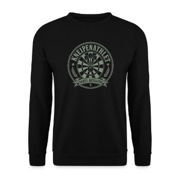Darts Shirt Kneipenathlet, Hoodie, Mütze, Tasse  - Unisex Pullover - Schwarz - Vorne - Alina (178cm) & Michal (187cm)