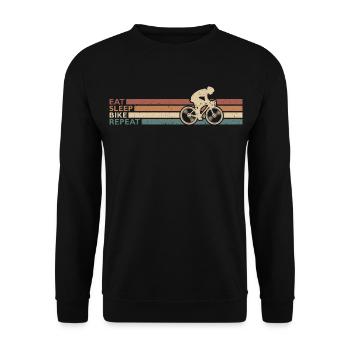 Eat Sleep Bike Repeat Für Radfahrer Radsport Retro - Unisex Pullover - Schwarz - Vorne - Alina (178cm) & Michal (187cm)