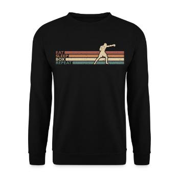 Eat Sleep Box Repeat Für Boxer Boxsport - Unisex Pullover - Schwarz - Vorne - Alina (178cm) & Michal (187cm)