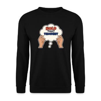 Halte diesen Gedanken fest - Unisex Pullover - Schwarz - Vorne - Alina (178cm) & Michal (187cm)
