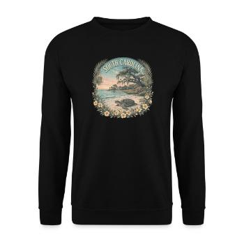 South Carolina – USA State Beach Vintage Art - Unisex Pullover - Schwarz - Vorne - Alina (178cm) & Michal (187cm)