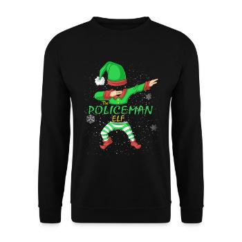 Polizist-Elfen-Familie passendes Weihnachtshemd - Unisex Pullover - Schwarz - Vorne - Alina (178cm) & Michal (187cm)