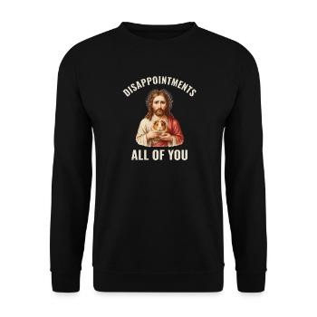 Disappointments Jesus mit Meerschweinchen - Unisex Pullover - Schwarz - Vorne - Alina (178cm) & Michal (187cm)