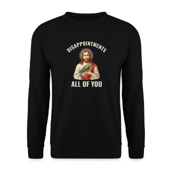 Disappointments Jesus mit Papagei - Unisex Pullover - Schwarz - Vorne - Alina (178cm) & Michal (187cm)