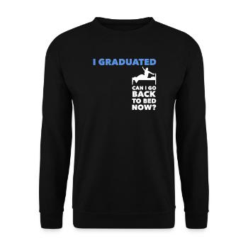 I Graduated Can I Go Back To Bed Abschluss - Unisex Pullover - Schwarz - Vorne - Alina (178cm) & Michal (187cm)