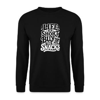 life is short buy the snacks - Unisex Pullover - Schwarz - Vorne - Alina (178cm) & Michal (187cm)