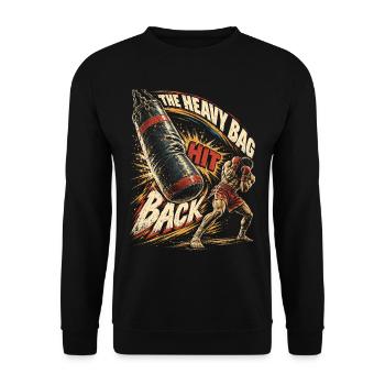 Muay Thai Thaiboxen The Heavy Bag Hit Back - Unisex Pullover - Schwarz - Vorne - Alina (178cm) & Michal (187cm)