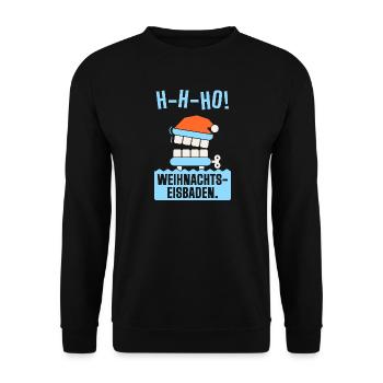 H-H-HO! Weihnachts-Eisbaden – Eisbaden lustig - Unisex Pullover - Schwarz - Vorne - Alina (178cm) & Michal (187cm)
