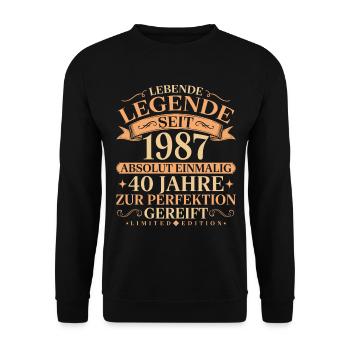 Jahrgang 1987 geboren 40. Geburtstag Geschenk - Unisex Pullover - Schwarz - Vorne - Alina (178cm) & Michal (187cm)