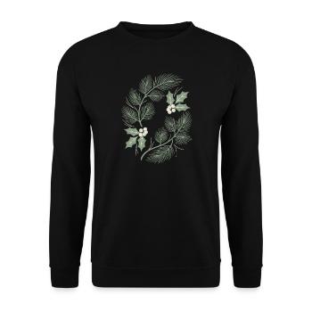Pine & Holly Botanical Christmas Motiv - Unisex Pullover - Schwarz - Vorne - Alina (178cm) & Michal (187cm)