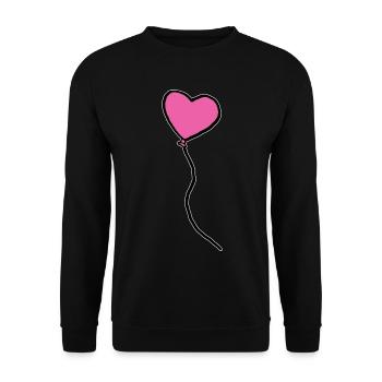 Pinker Herzluftballon - Unisex Pullover - Schwarz - Vorne - Alina (178cm) & Michal (187cm)