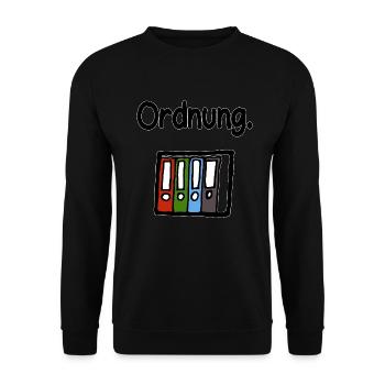 Ordner Ordnung - Unisex Pullover - Schwarz - Vorne - Alina (178cm) & Michal (187cm)