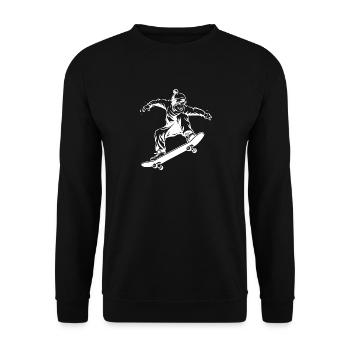Skateboarding Junge Zeichnung - Unisex Pullover - Schwarz - Vorne - Alina (178cm) & Michal (187cm)