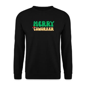 Frohe Kollegin Weihnachtsbüro Geheimes Weihnachtsmanngeschenk - Unisex Pullover - Schwarz - Vorne - Alina (178cm) & Michal (187cm)