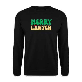 Fröhlicher Anwalt Weihnachtspullover Lustiges Anwaltsweihnachten - Unisex Pullover - Schwarz - Vorne - Alina (178cm) & Michal (187cm)