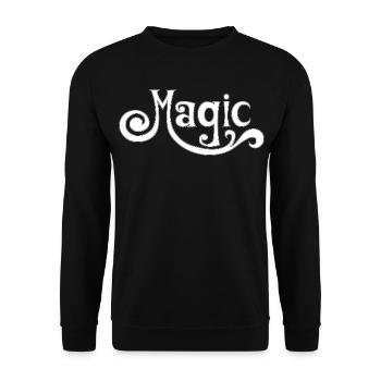 Magic Magie magisch psychedelic sixties Typo  - Unisex Pullover - Schwarz - Vorne - Alina (178cm) & Michal (187cm)