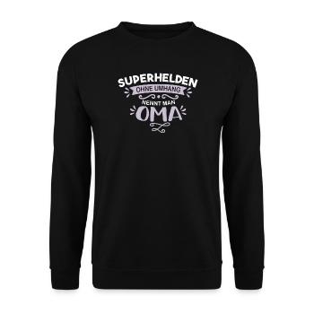 Geschenk für Oma zum Geburtstag oder zu Weihnachte - Unisex Pullover - Schwarz - Vorne - Alina (178cm) & Michal (187cm)