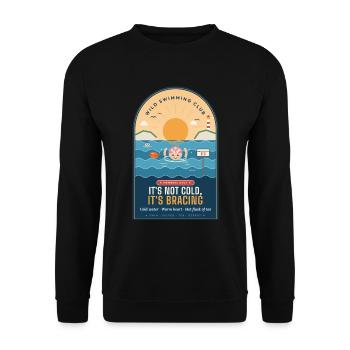 Wilder Schwimmclub Es ist nicht kalt Es ist erfrischend - Unisex Pullover - Schwarz - Vorne - Alina (178cm) & Michal (187cm)