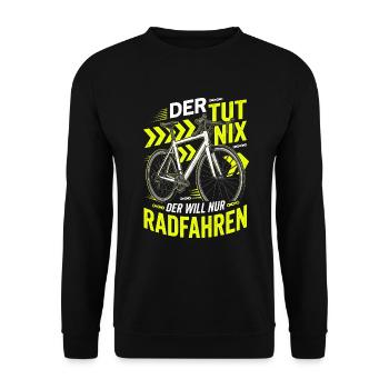 Rennrad Der Tut Nix Der Will Nur Radfahren Spruch - Unisex Pullover - Schwarz - Vorne - Alina (178cm) & Michal (187cm)