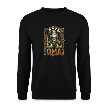 Zocker Oma Gaming Zocken Gamer Lustig - Unisex Pullover - Schwarz - Vorne - Alina (178cm) & Michal (187cm)
